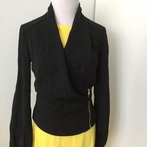Bebe Black Wrap and Zipper Top